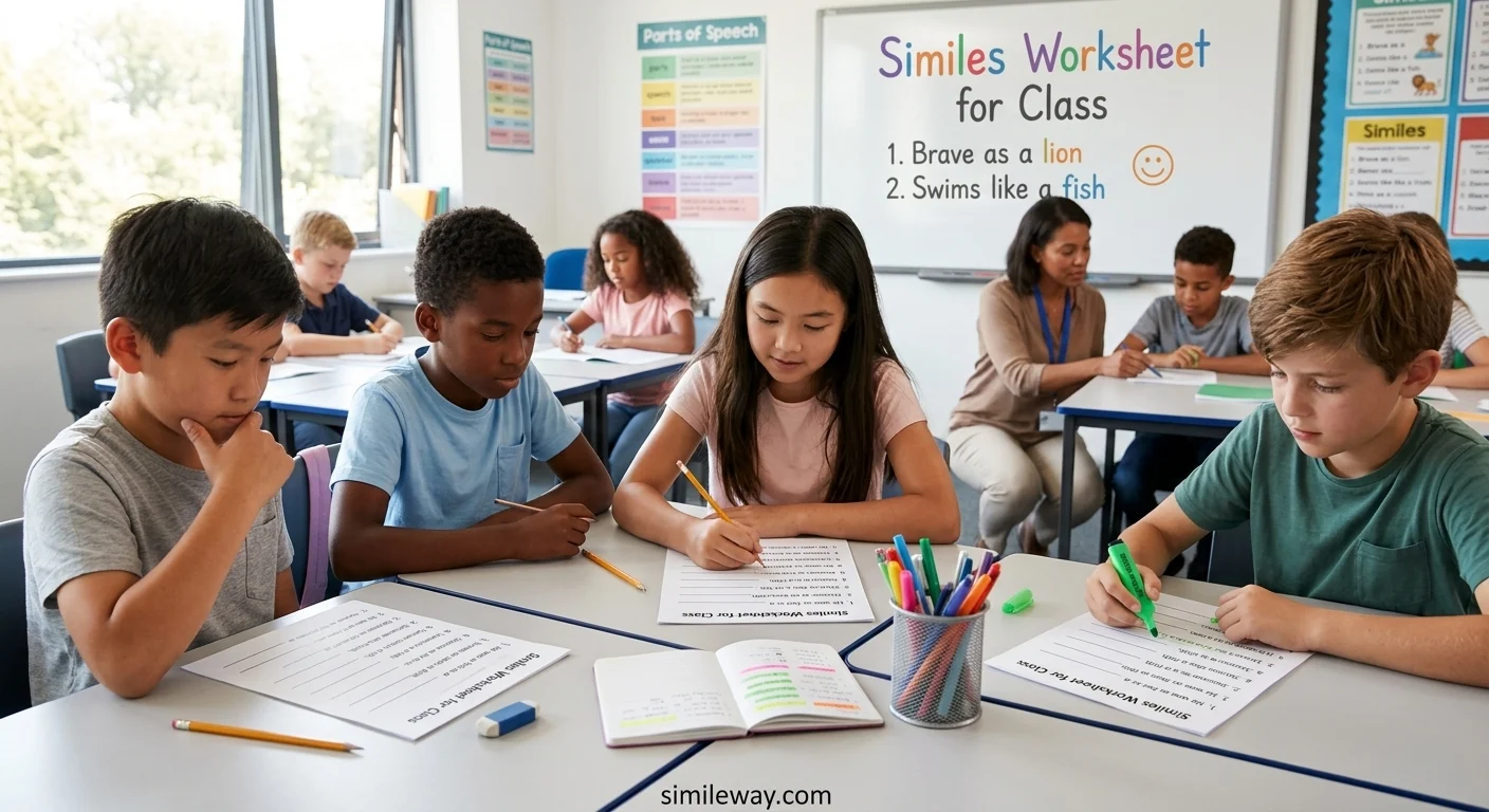 Similes Worksheet for Class